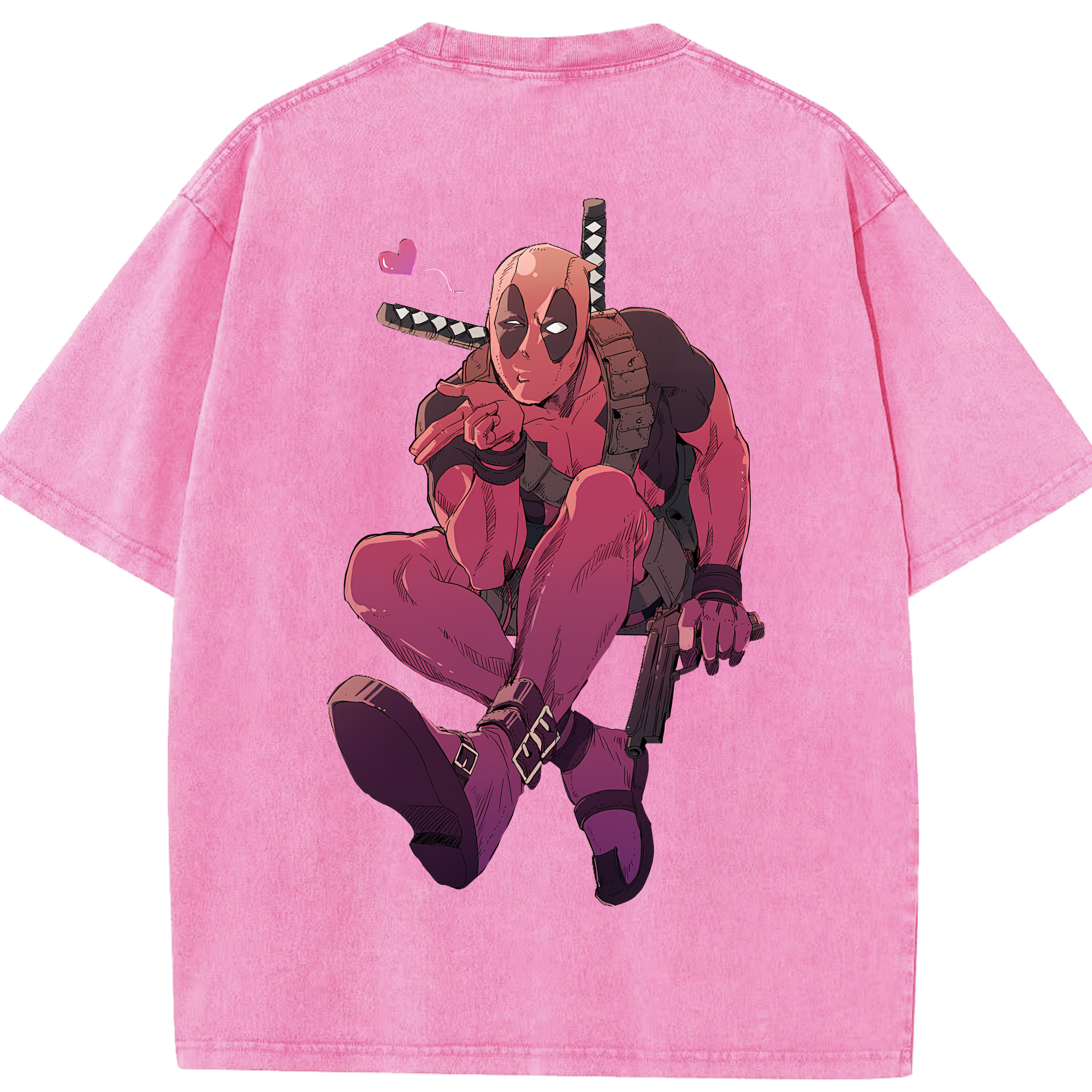 （画像用） Deadpool デッドプール 綿100% ヴィンテージ風 半袖Tシャツ（背面プリント）